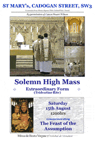 Click for details of this year's Tridentine Mass